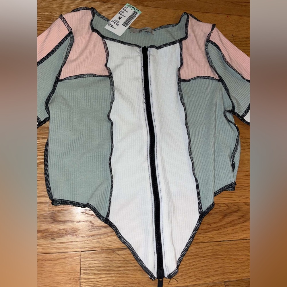 Papaya Color Patch Crop Top